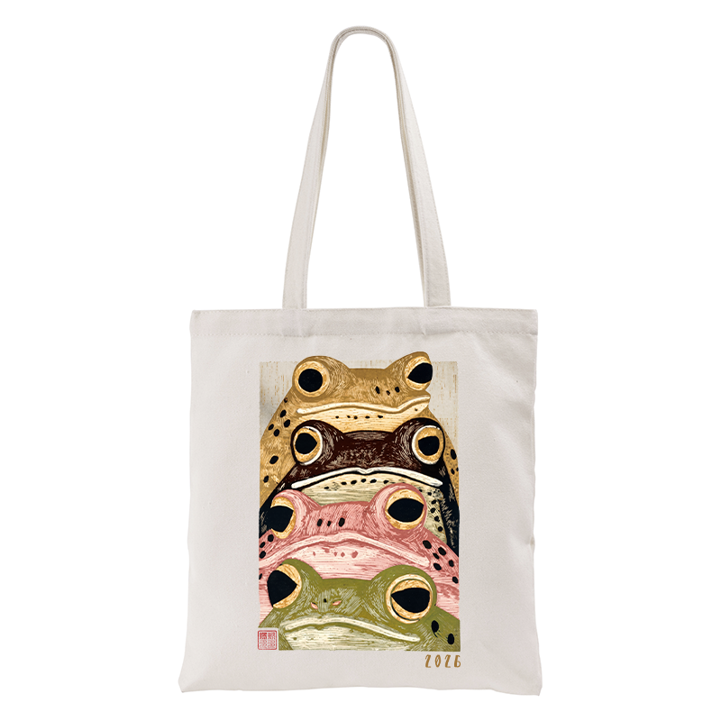 Tokyo-Tiger Whimsical Multi Colored Frog Art Tote Bag