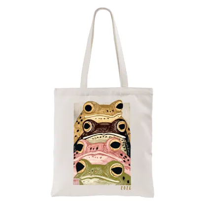 Tokyo-Tiger Whimsical Multi Colored Frog Art Tote Bag