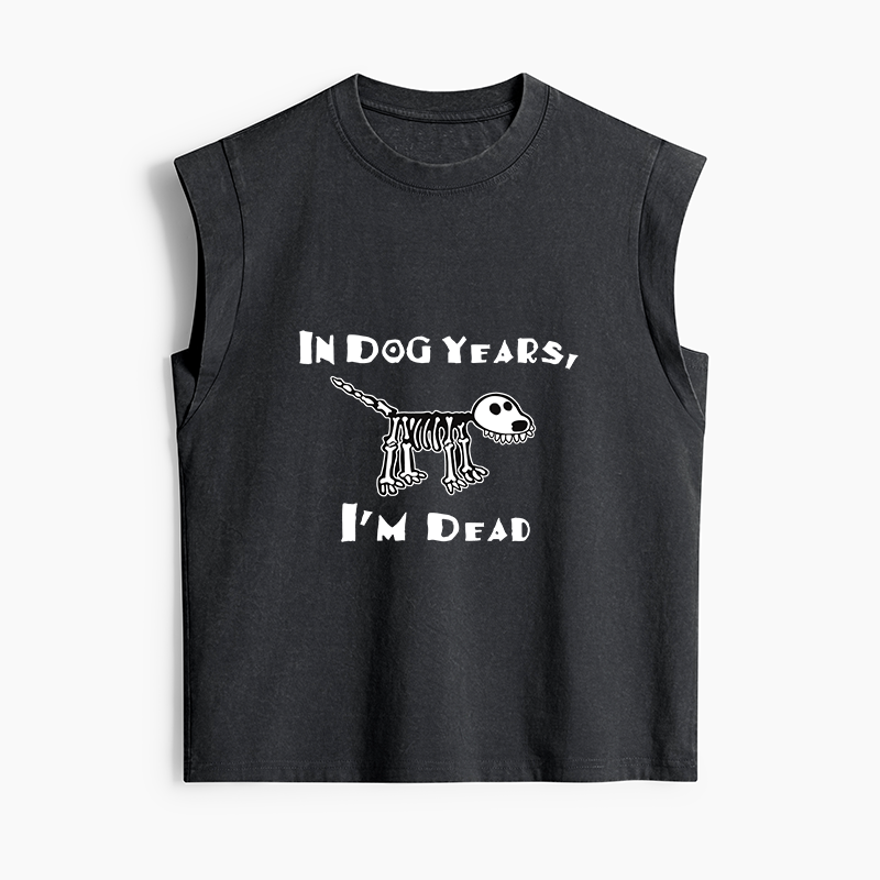 Tokyo-Tiger Funny Meme Old Dog Dead In Dog Years Vibe Women's Washed Tank Tops