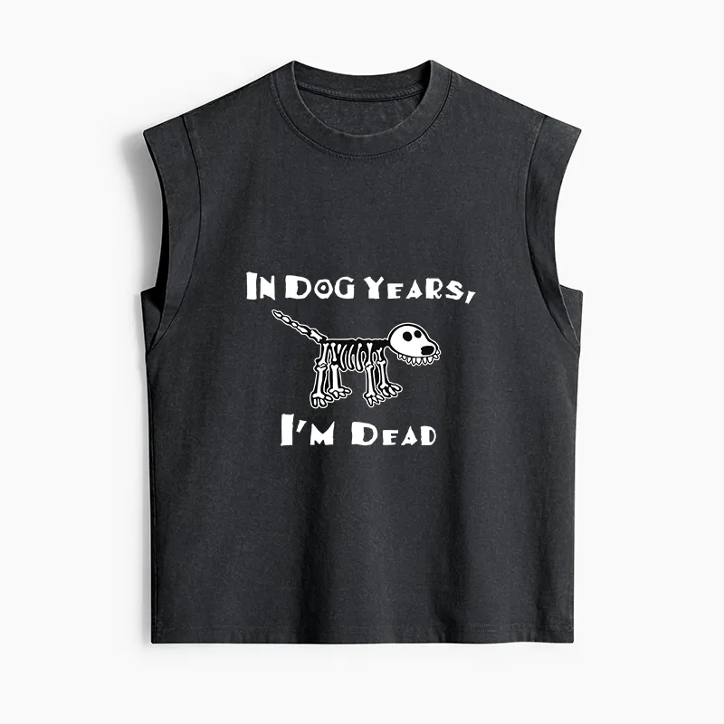 Tokyo-Tiger Funny Meme Old Dog Dead In Dog Years Vibe Women's Washed Tank Tops