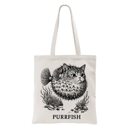 Tokyo-Tiger Spiky Puffer With Cute Cat Head Tote Bag