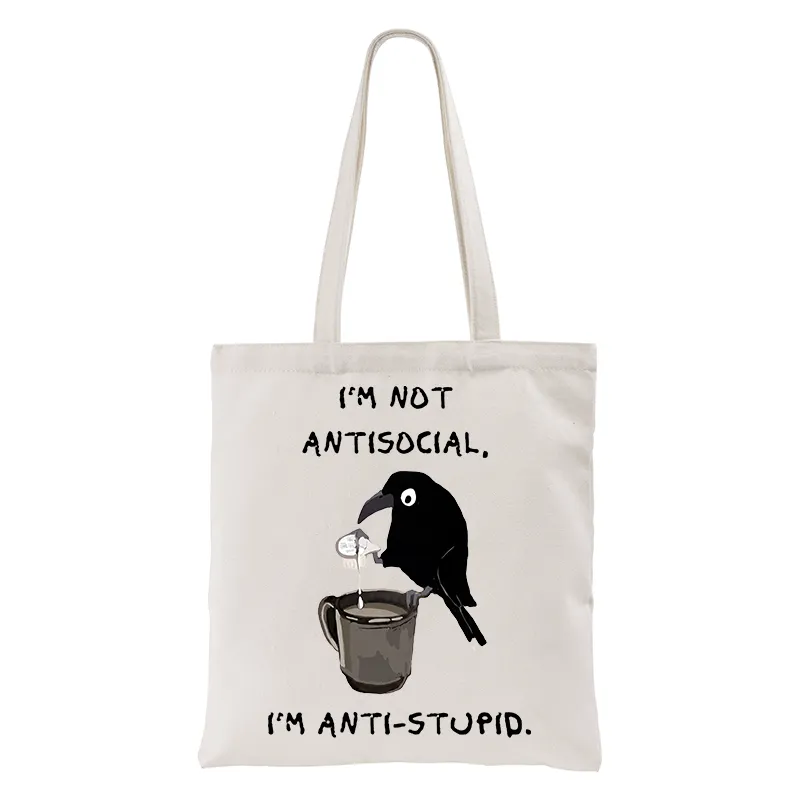 Tokyo-Tiger Cool Crow Sips Calm Coffee Alone Tote Bag Sale