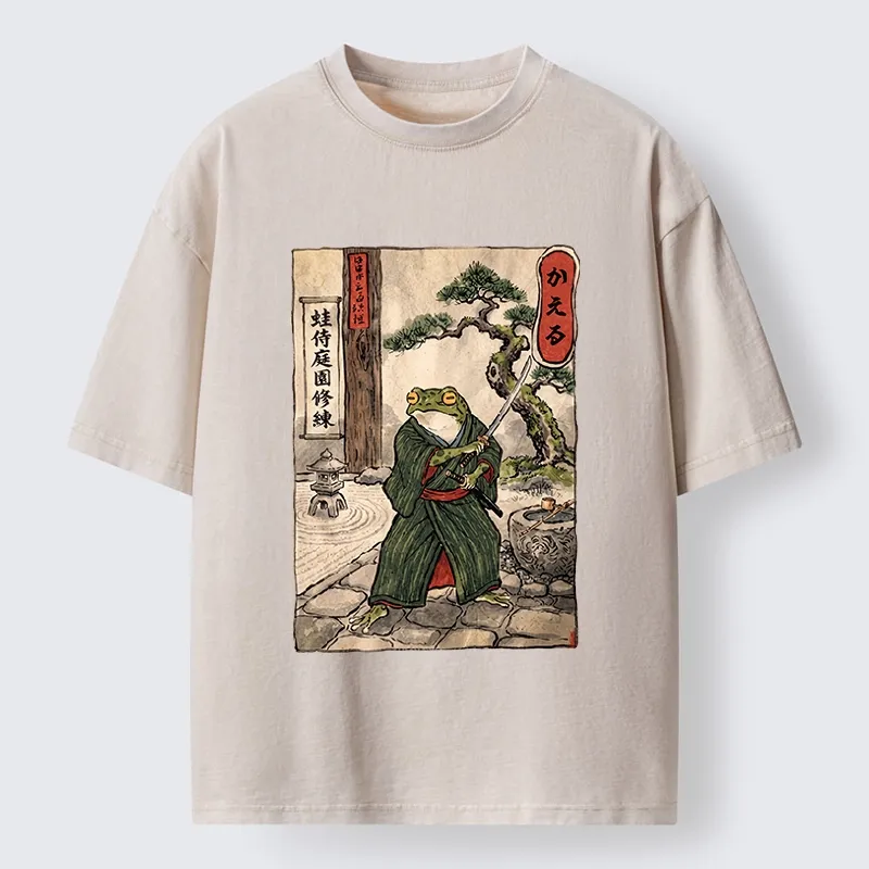 Tokyo-Tiger Samurai Frog Training Washed T-Shirt