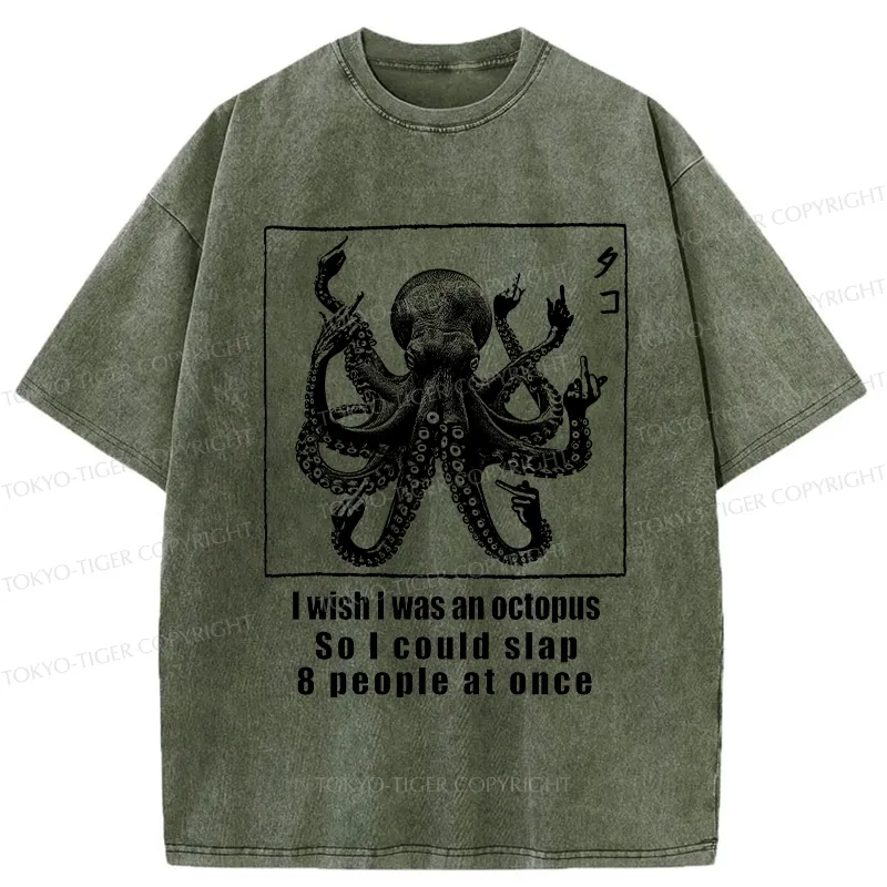 Tokyo-Tiger I Wish I Was An Octopus Washed T-Shirt
