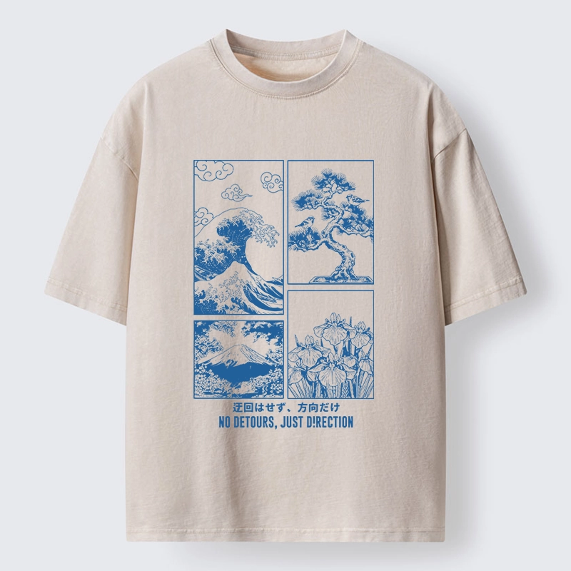 Tokyo-Tiger Japanese Wave Four Panel Washed T-Shirt