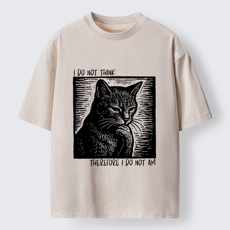 Tokyo-Tiger Philosophical Black Cat Meme Washed T-Shirt