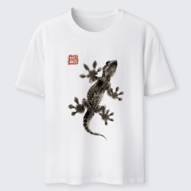Tokyo-Tiger Minimal Asian Ink Brush Gecko Vibe Classic T-Shirt