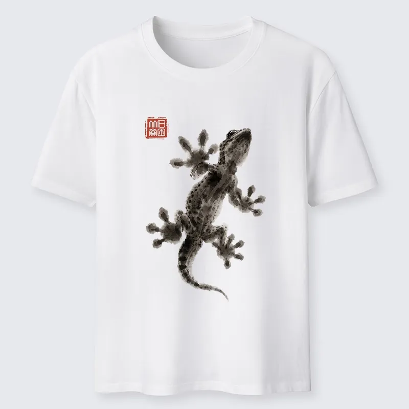 Tokyo-Tiger Minimal Asian Ink Brush Gecko Vibe Classic T-Shirt