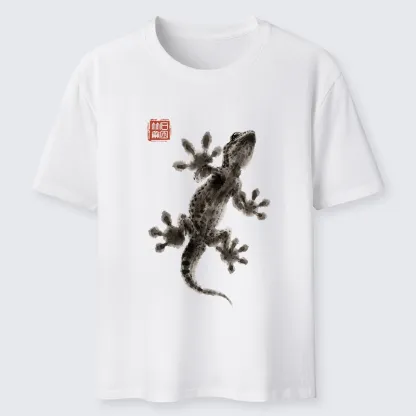 Tokyo-Tiger Minimal Asian Ink Brush Gecko Vibe Classic T-Shirt