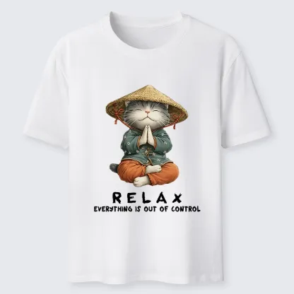 Tokyo-Tiger Zen Relax Cat Graphic Classic T-Shirt