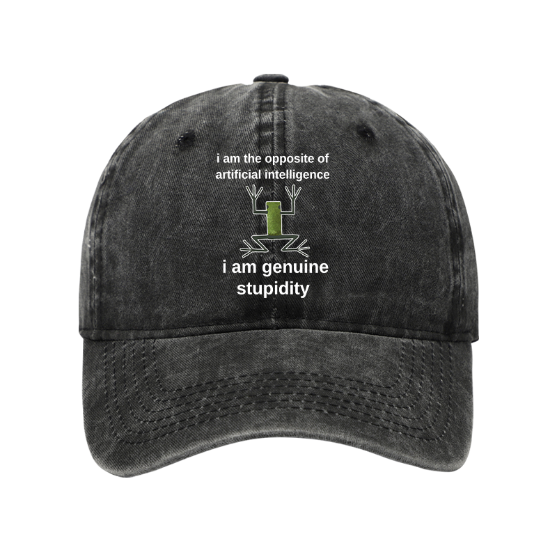 Tokyo-Tiger Genuine Stupidity Frog Meme Washed Cap