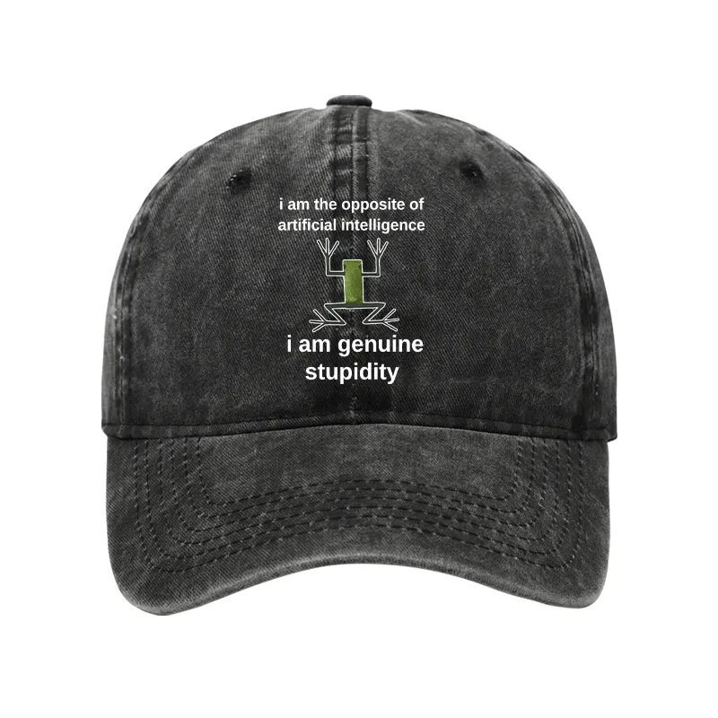 Tokyo-Tiger Genuine Stupidity Frog Meme Washed Cap
