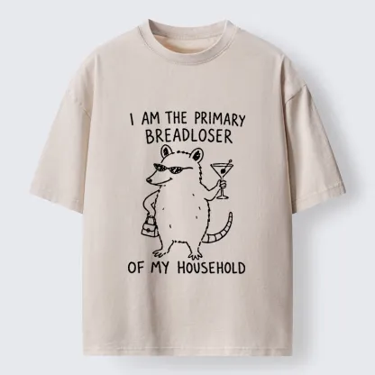 Tokyo-Tiger Funny Rich Opossum Washed T-Shirt