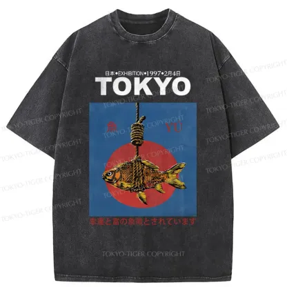 Tokyo-Tiger Retro Tokyo Fish Washed T-Shirt