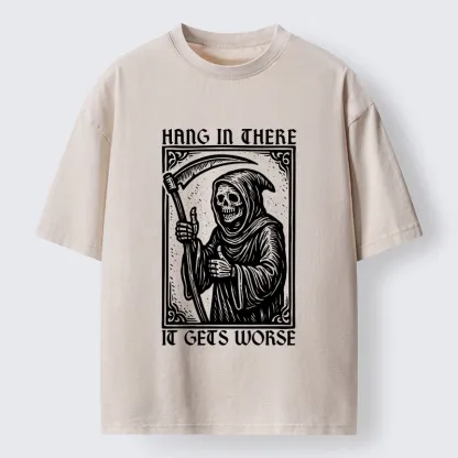 Tokyo-Tiger Hang In There Skeleton Washed T-Shirt