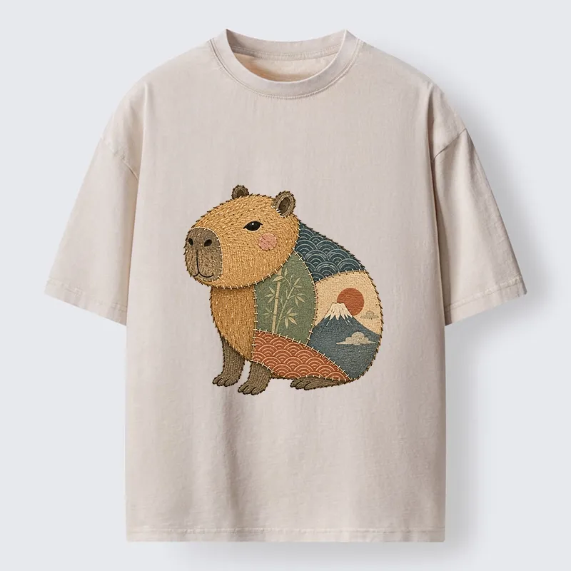 Tokyo-Tiger Patchwork Capybara Washed T-Shirt
