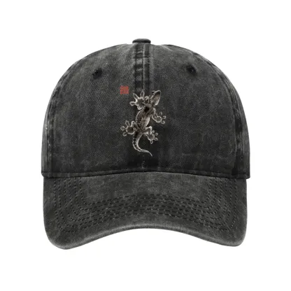 Tokyo-Tiger Minimal Asian Ink Brush Gecko Vibe Washed Cap
