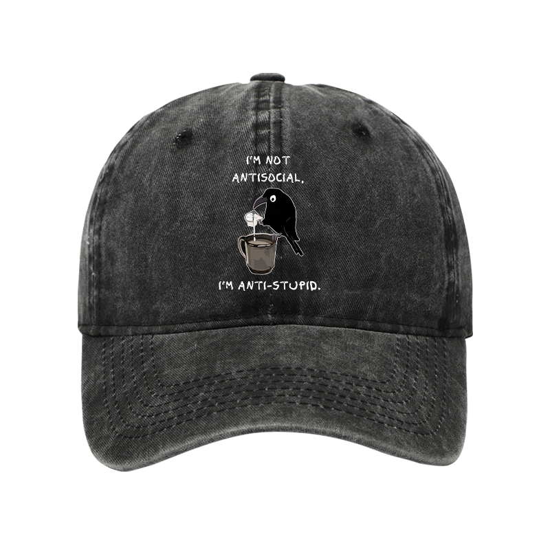 Tokyo-Tiger Cool Crow Sips Calm Coffee Alone Washed Cap