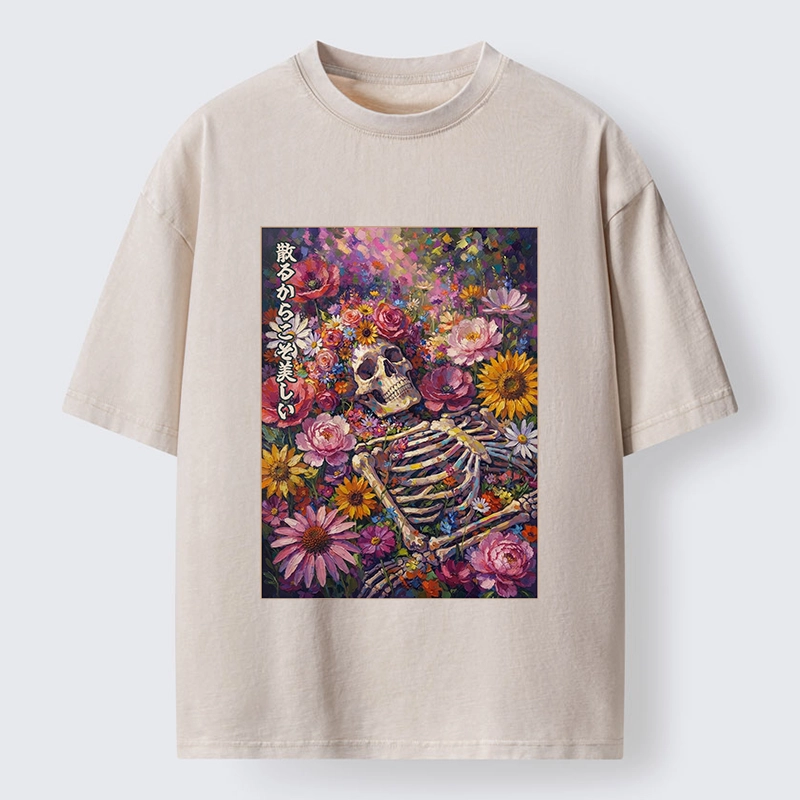 Tokyo-Tiger Bloom And Bones Washed T-Shirt