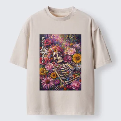 Tokyo-Tiger Bloom And Bones Washed T-Shirt