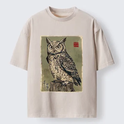 Tokyo-Tiger Wise Forest Owl Washed T-Shirt