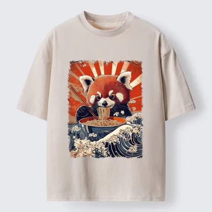 Tokyo-Tiger Red Panda Noodle Fun Washed T-Shirt