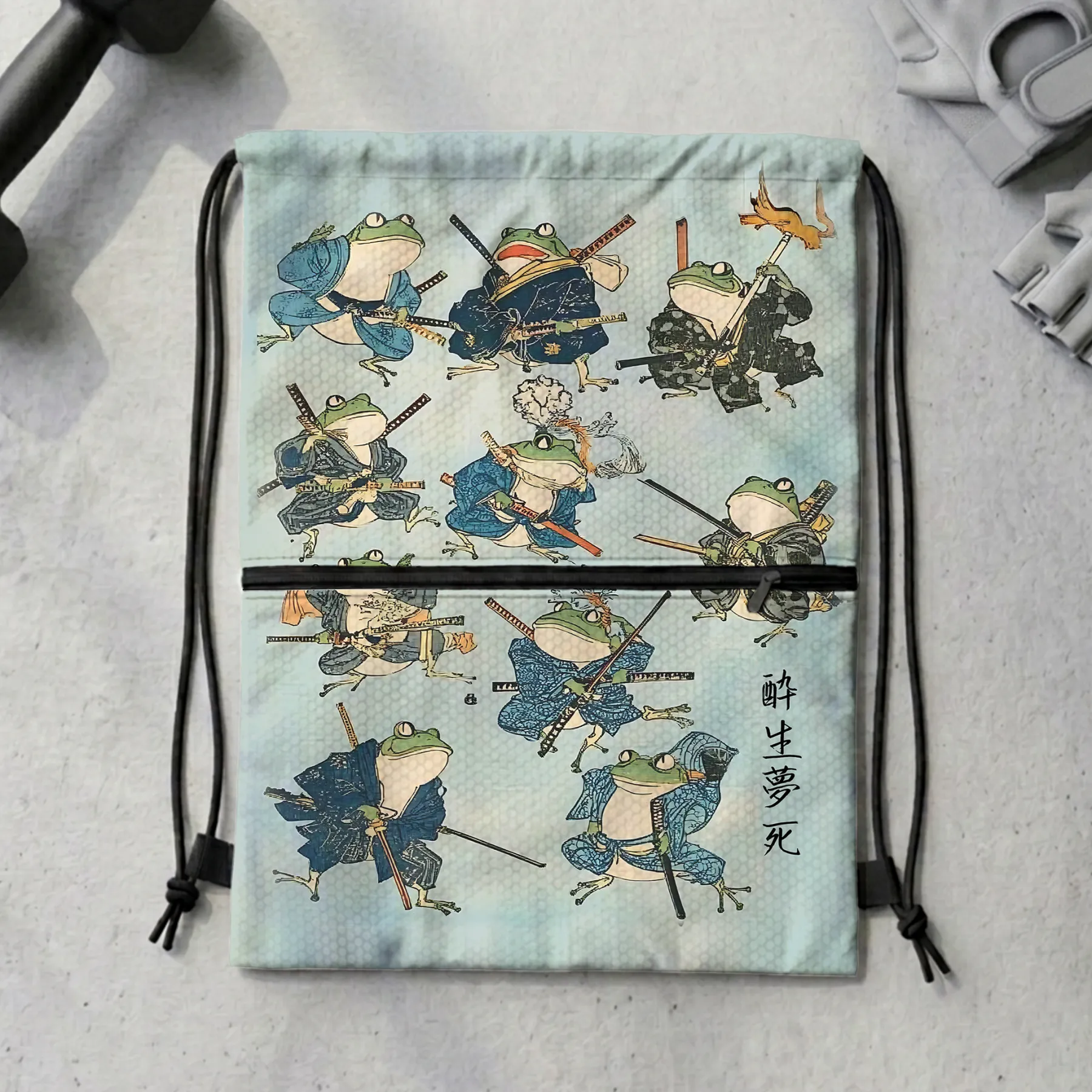 Tokyo-Tiger Frog Samurai Drawstring Backpack