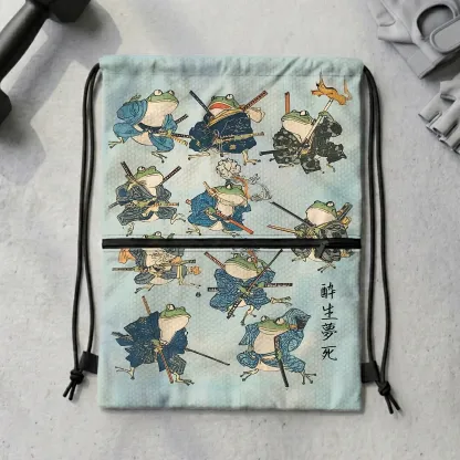 Tokyo-Tiger Frog Samurai Drawstring Backpack
