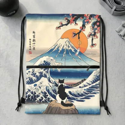 Tokyo-Tiger Cat Looking At The Great Wave Backpack