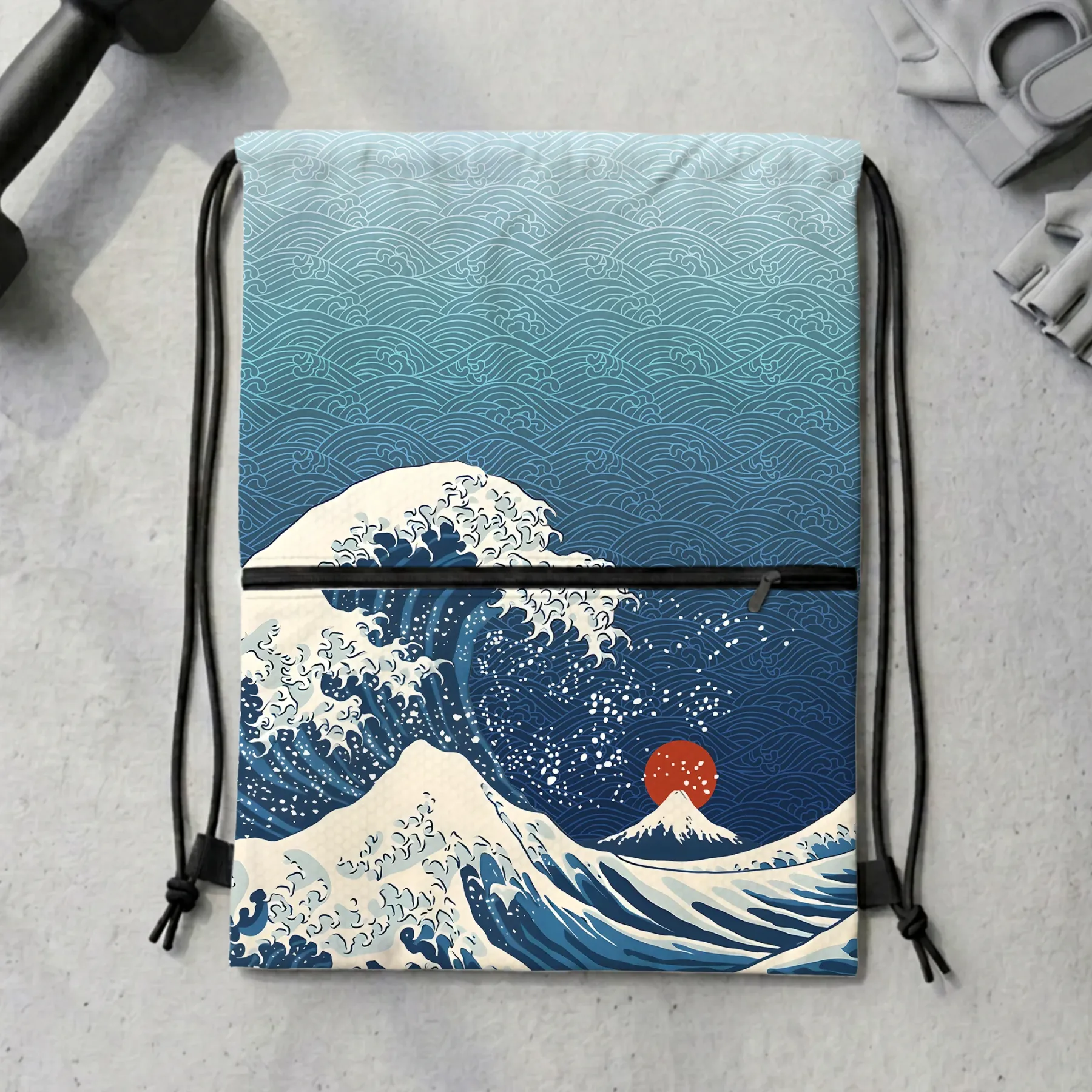 Tokyo-Tiger The Great Wave Off Fuji Drawstring Backpack Sale