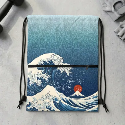 Tokyo-Tiger The Great Wave Off Fuji Drawstring Backpack