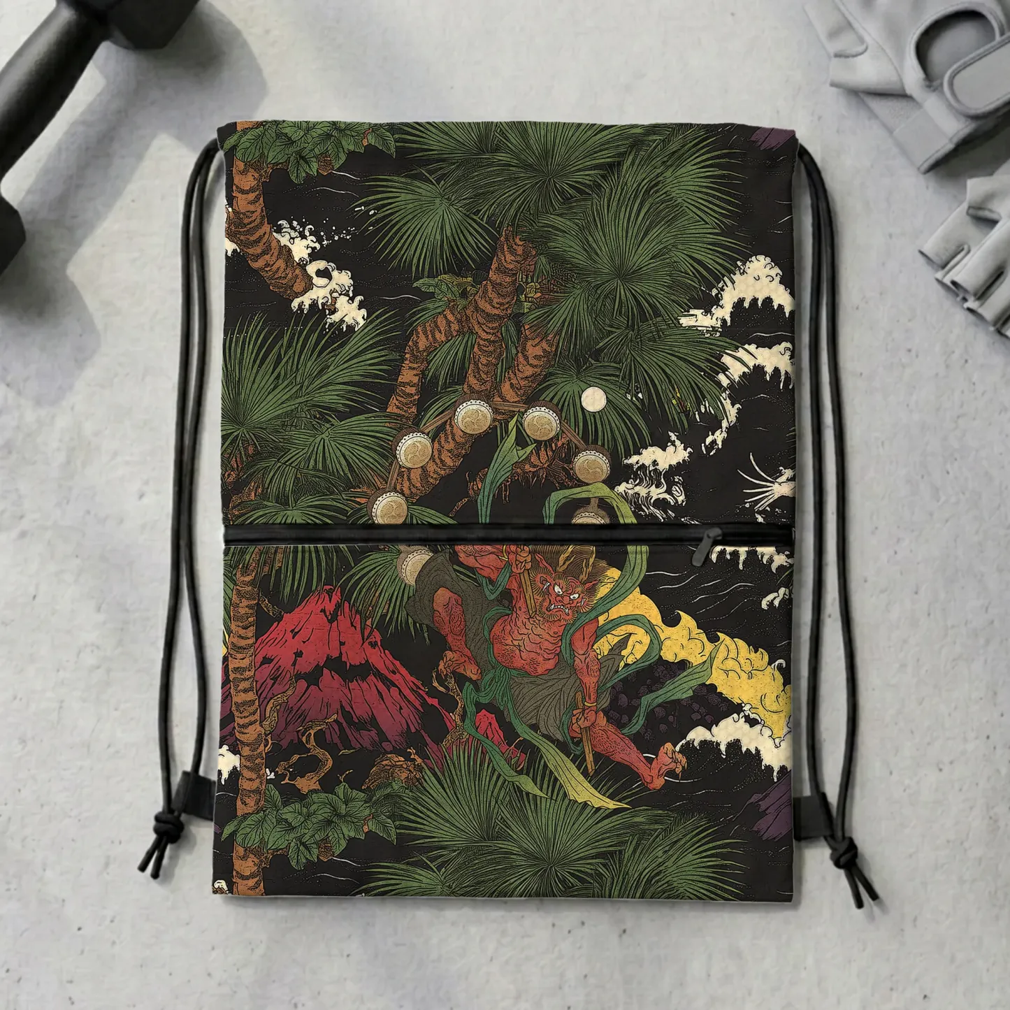 Tokyo-Tiger Japanese Yokai Drawstring Backpack Sale