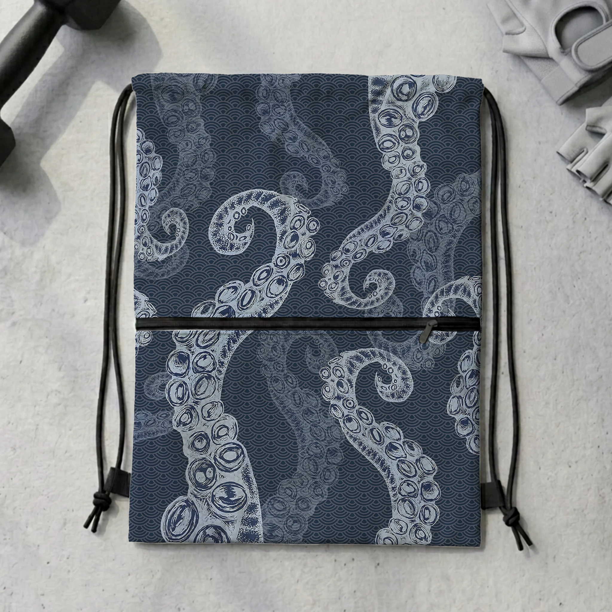 Tokyo-Tiger Octopus Tentacles Japanese Drawstring Backpack