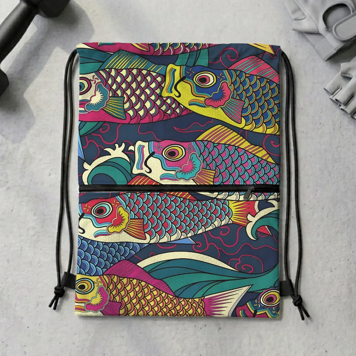 Tokyo-Tiger Colorful Japanese Koinobori Drawstring Backpack Sale