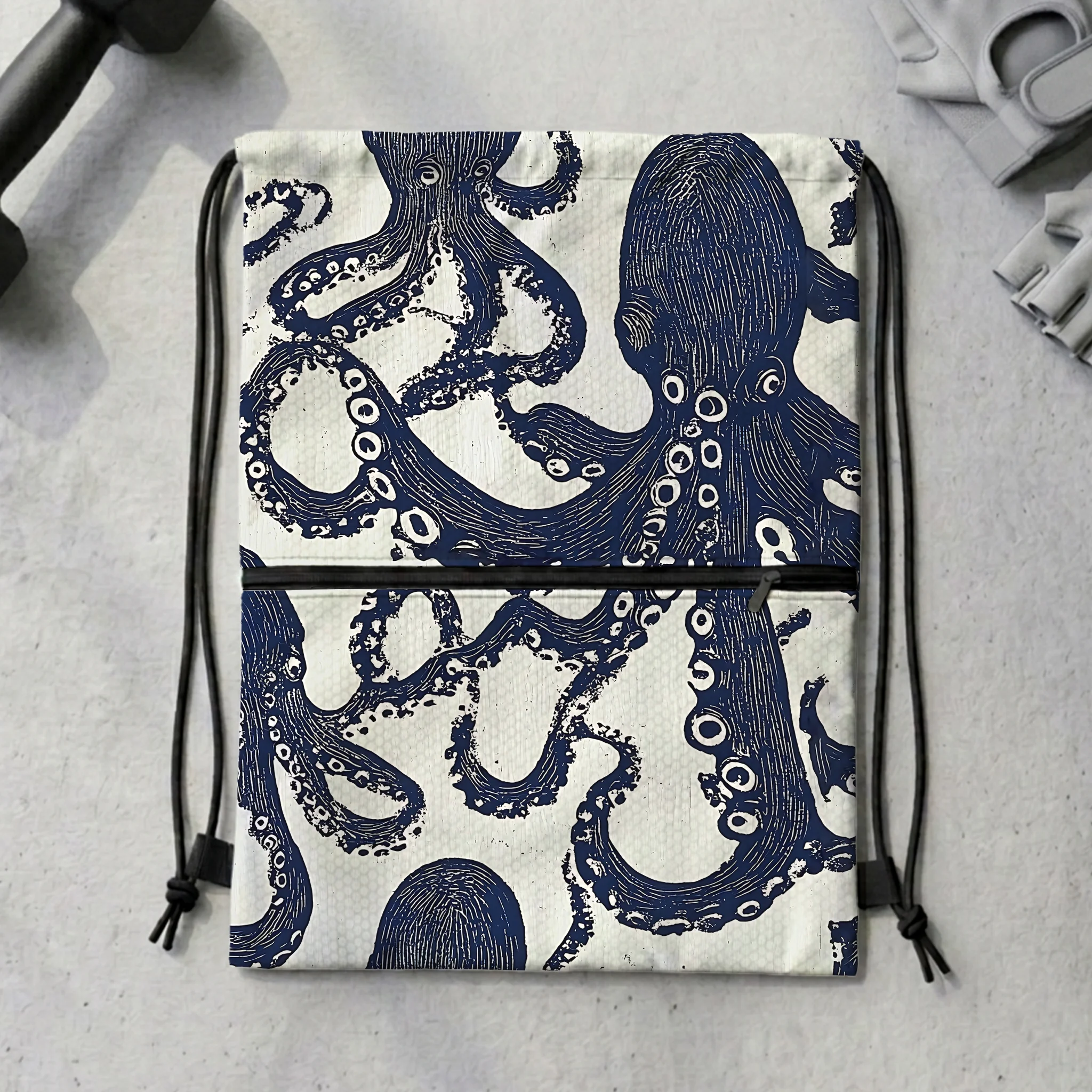 Tokyo-Tiger Ocean Octopus Drawstring Backpack
