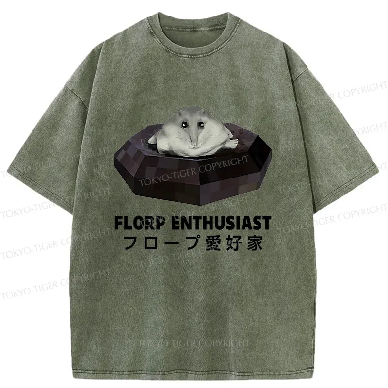 Tokyo-Tiger Florp Enthusiast Funny Washed T-Shirt