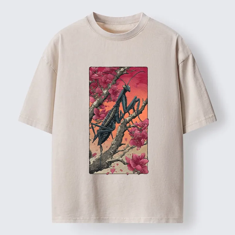 Tokyo-Tiger Wild Blossom Mantis Washed T-Shirt