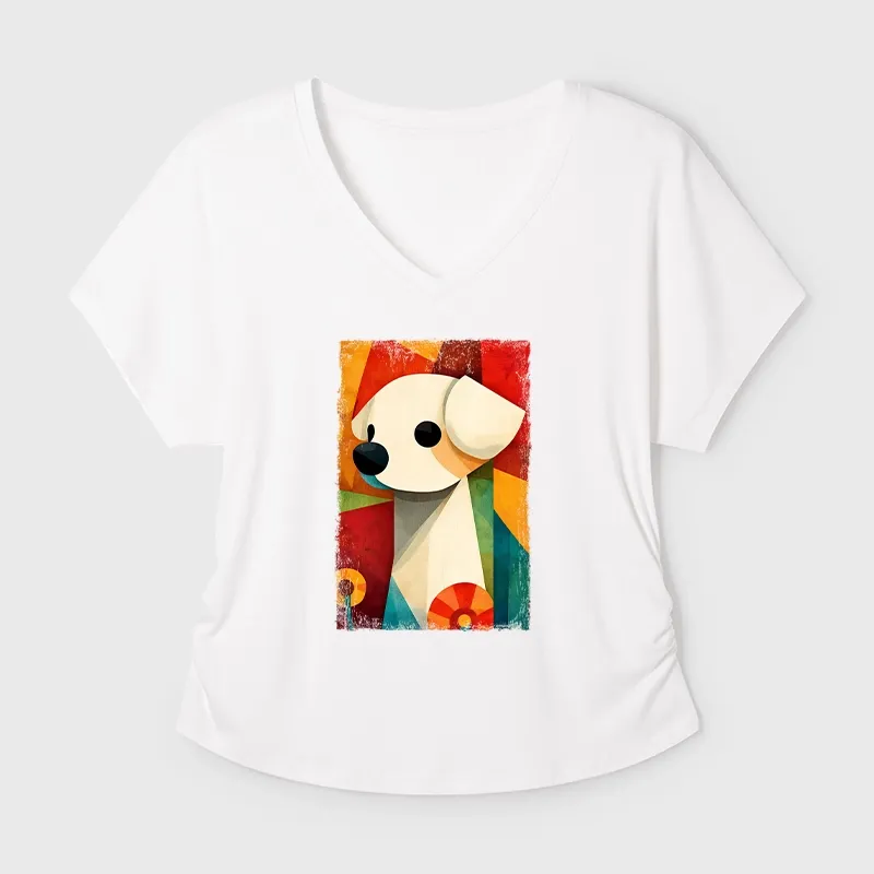 Tokyo-Tiger Retro Abstract Color Block Puppy Art Modal Dolman Sleeve T-Shirt Sale