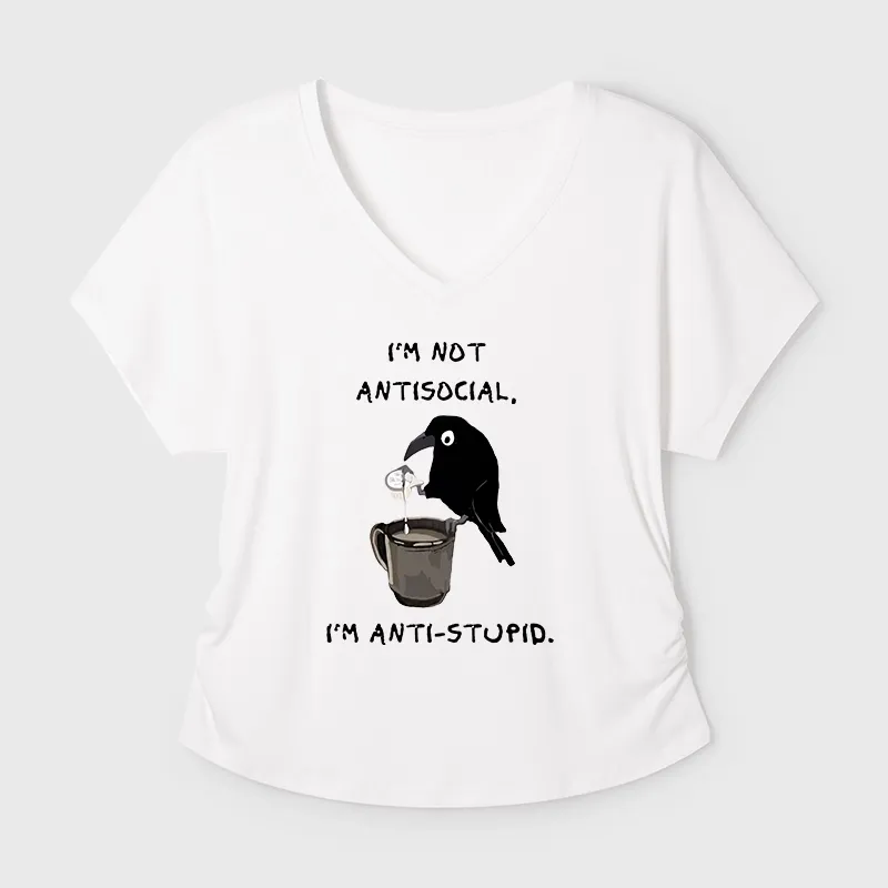 Tokyo-Tiger Cool Crow Sips Calm Coffee Alone Modal Dolman Sleeve T-Shirt Sale