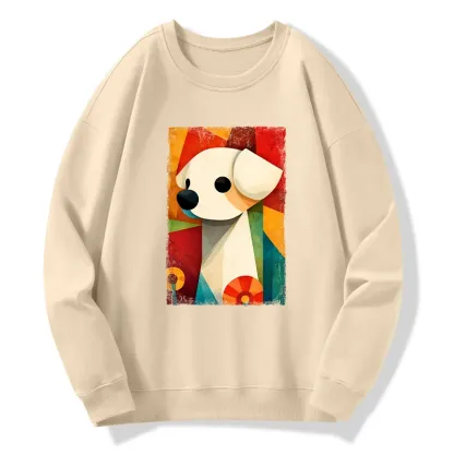Tokyo-Tiger Retro Abstract Color Block Puppy Art Classic Sweatshirt