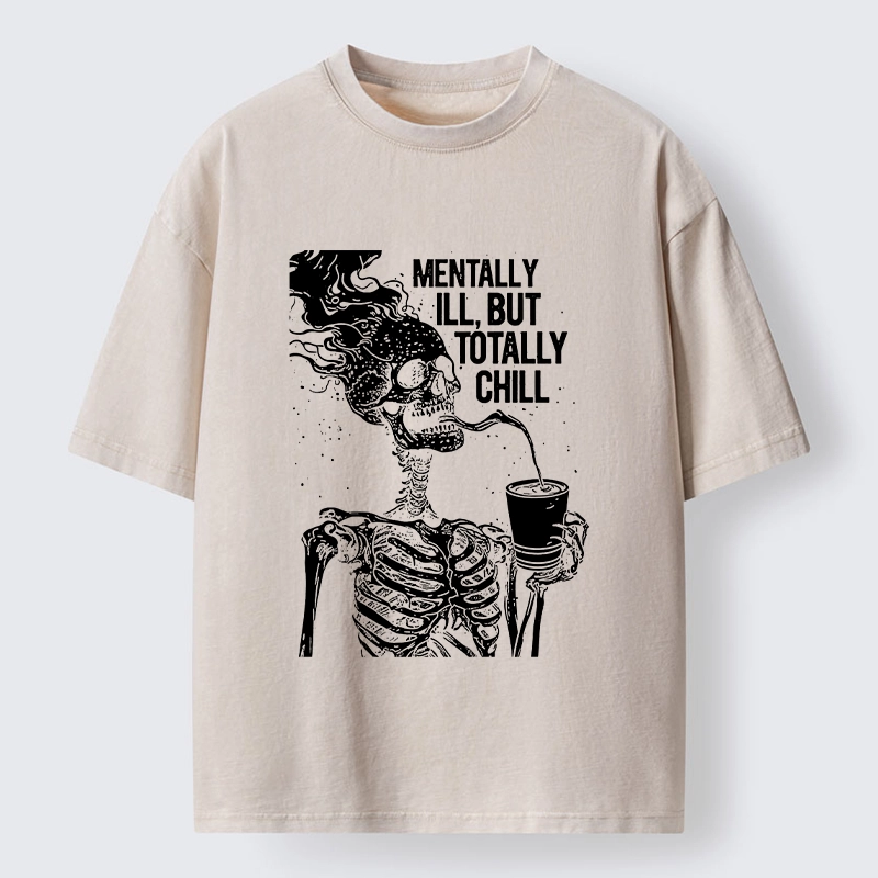 Tokyo‑Tiger Funny Skeleton Chill Washed T‑Shirt