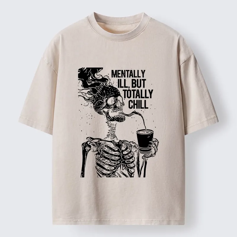 Tokyo‑Tiger Funny Skeleton Chill Washed T‑Shirt