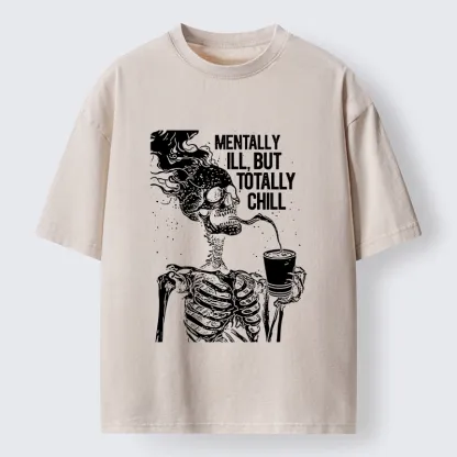Tokyo‑Tiger Funny Skeleton Chill Washed T‑Shirt
