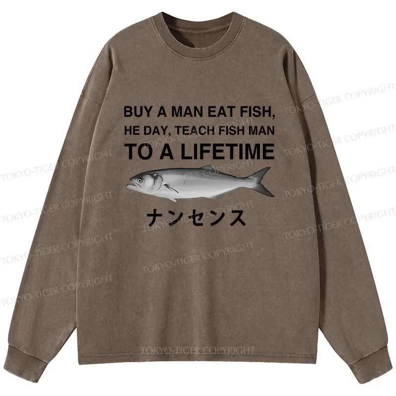 Tokyo-Tiger Funny To A Lifetime Washed Long Sleeve T-Shirt