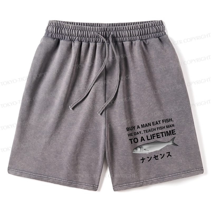Tokyo-Tiger Funny To A Lifetime Washed Shorts