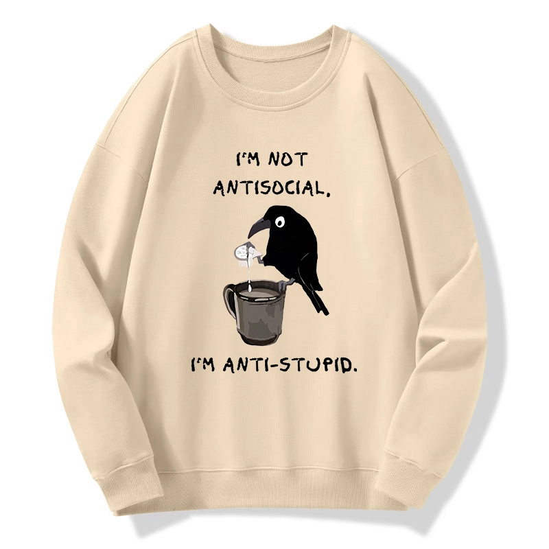 Tokyo-Tiger Cool Crow Sips Calm Coffee Alone Classic Sweatshirt