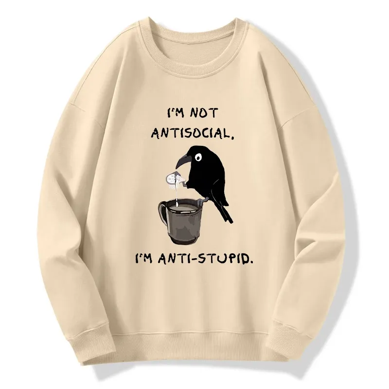 Tokyo-Tiger Cool Crow Sips Calm Coffee Alone Classic Sweatshirt