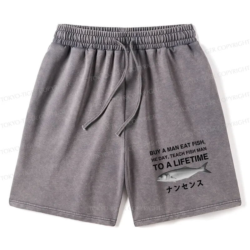 Tokyo-Tiger Funny To A Lifetime Washed Shorts