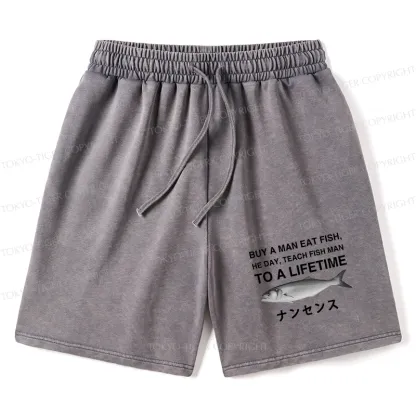 Tokyo-Tiger Funny To A Lifetime Washed Shorts