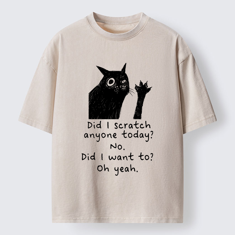 Tokyo‑Tiger Black Cat Scratches People Washed T-Shirt